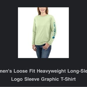 Carhartt Womens Light Green Long Sleeve Tee with Sleeve Graphic